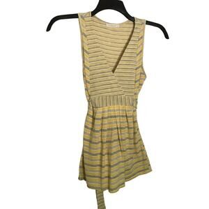 Anthropologie Testament Butter Yellow Striped Babydoll Sleeveless Top - Small
